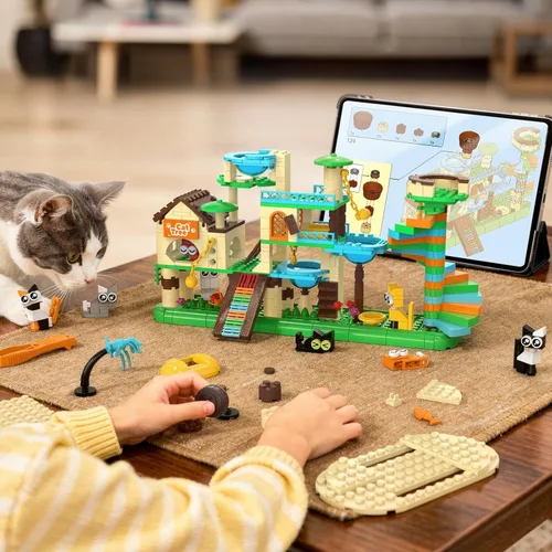 Vista 6 de Juego de construcción de árbol para gatos, juguete de torre