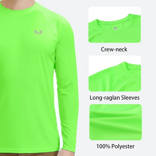 Vista 4 de Corna Men's Long Sleeve Crew Neck T-Shirt Moisture Wicking Performance Athletic Shirts Quick Dry UPF 50+