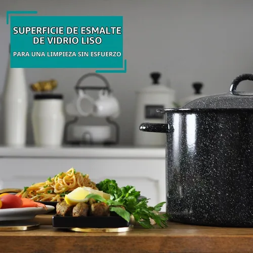 Vista 5 de MIRRO Olla esmaltada para conservas de 7.75 cuartos de galón, color negro