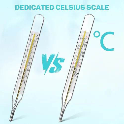 Vista 4 de MAGICLULU 4 piezas de temperatura oral de vidrio para adultos mayores, escala de números Celsius grandes en negrita, indicador preciso de fiebre