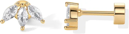 Vista 10 de PAVOI Dainty Flat Back Earrings for Women, 14K Gold Plated CZ Stud Piercing