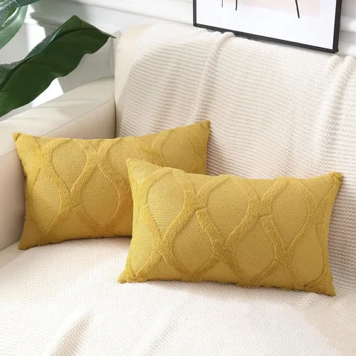 Vista 24 de decorUhome - Juego de 2 fundas de cojín decorativas para primavera de 16 x 16 pulgadas, fundas de almohada afelpadas de lana y piel sintética suave
