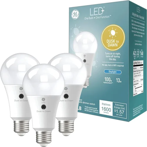 Vista 10 de GE General Electric LED+ del Anochecer al Amanecer Blanco Suave A21 (Paquete de 1)