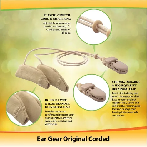 Vista 2 de Ear Gear Cable original – Protege audífonos o amplificadores auditivos de suciedad, sudor, humedad, pérdida, viento – Se adapta a instrumentos
