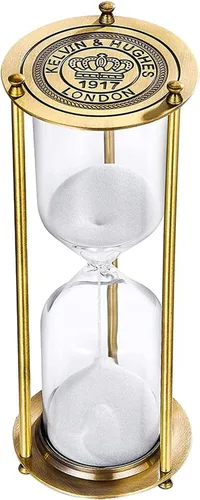 Vista 8 de Temporizador de arena vintage de 1 minuto, reloj de arena pequeño, reloj de arena de latón antiguo, reloj de arena de 1 minuto, reloj antiguo