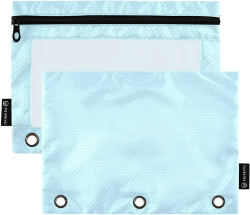 Vista 24 de Gredecor Estuche para lápices con 3 anillos con cremallera negra, paquete de 2 unidades, organizador de carpetas transparentes para ventana escolar