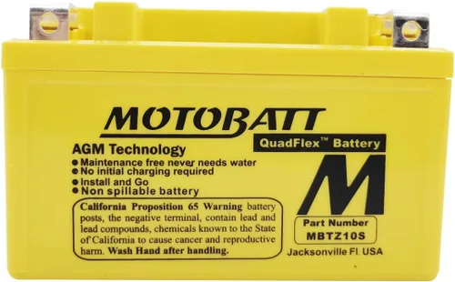 Vista 3 de Motobatt Batería MBTZ10S compatible con motocicleta YTX7ABS, YTZ10S 12V 8.6Ah 140CCA
