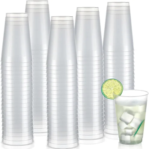 Vista 7 de Jingmore - 500 vasos de plástico esmerilado a granel, 12 onzas