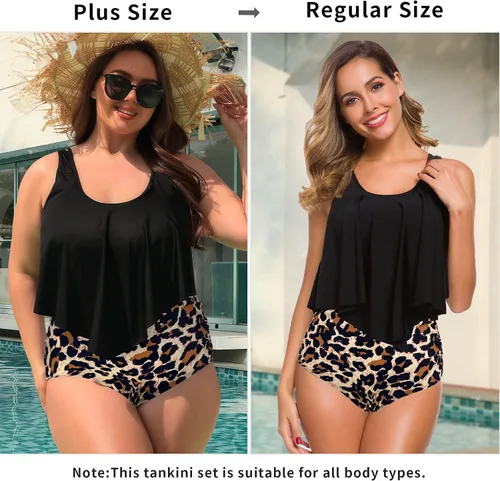 Vista 2 de SuperPrity trajes de baño de dos piezas para mujer, prenda superior con volantes, prenda inferior con cintura alta