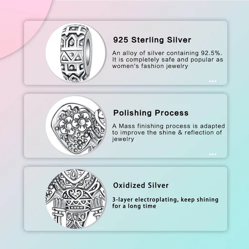 Vista 5 de LUXILLA Jewelry - Dijes familiares para mujer, plata de ley 925, para pulseras, collares, día de San Valentín, día de la madre, regalo para mujeres