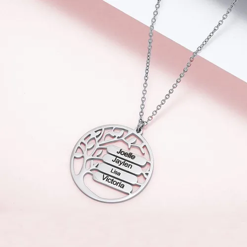 Vista 5 de Collar con colgante de árbol de la vida, con nombres personalizados, collar de árbol familiar para abuela, amigas, Día de la Madre, regalos para mamá