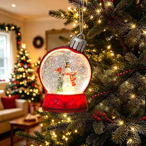 Vista 3 de Globo iluminado con purpurina para adornos de árbol de Navidad o decoración Ornamento de muñeco