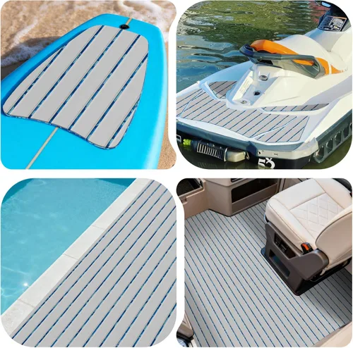 Vista 7 de HZshark Piso de lancha de espuma EVA autoadhesiva de 6mm antideslizante, alfombra marina de teca para lancha, almohadilla de cubierta de espuma