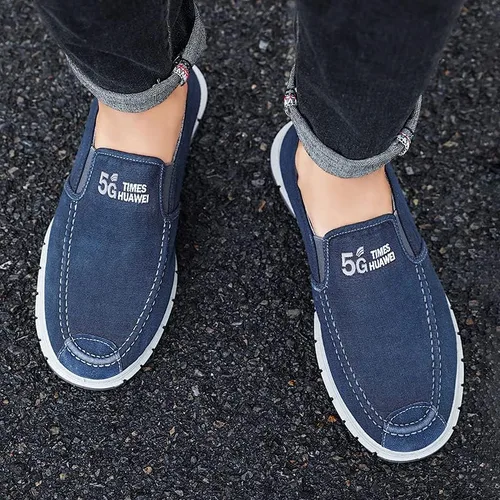 Vista 7 de Mocasines de lona para hombre, estilo vintage, planos, para barco, para caminar, ligeros, casuales