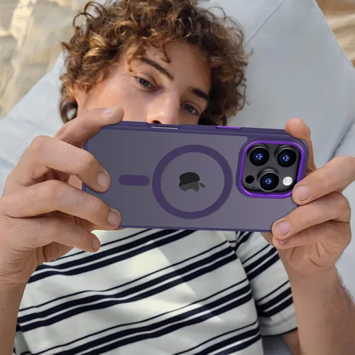 Vista 625 de Anuck - Funda magnética para iPhone 11 compatible con MagSafe, carcasa trasera mate translúcida dura, borde de TPU, delgada, resistente a impactos