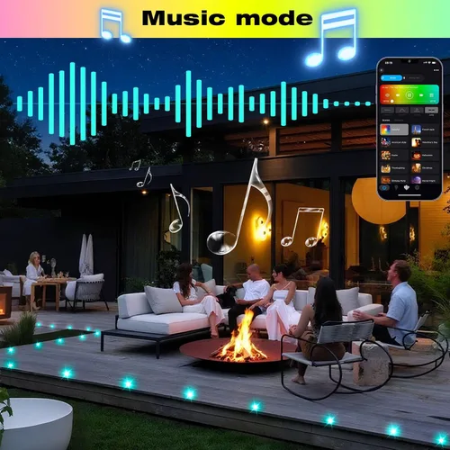 Vista 6 de FVTLED Kit de luces LED para cubierta, 20 piezas Φ1.22 D31 WiFi control de teléfono inteligente de bajo voltaje empotrado RGBW iluminación de Rgbw