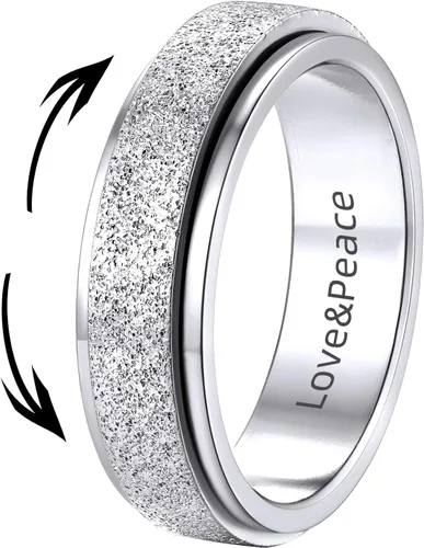 Vista 9 de Supcare Anillos antiestrés para mujer de 4/6/0.315 in para la ansiedad, anillo de pulgar con chorro de arena, regalo para mujeres, talla 7-14