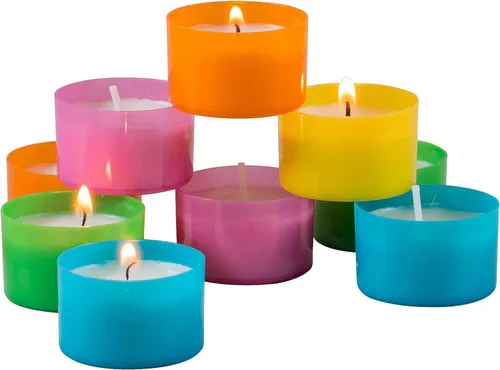 Vista 10 de Stonebriar - Juego de 48 velas de té multicolor sin perfume con tiempo de combustión de 6 a 7 horas