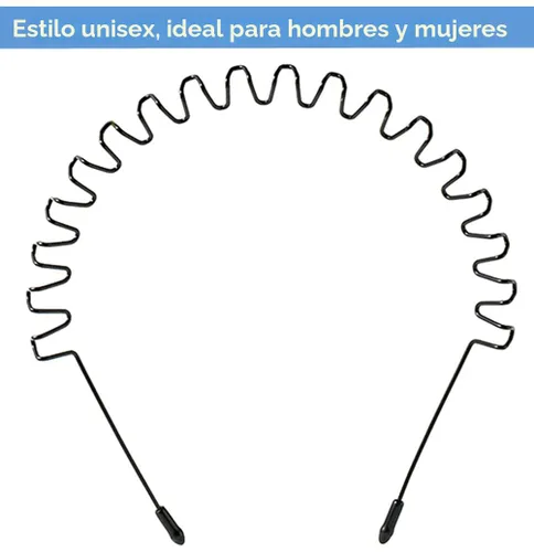 Vista 8 de bodbop Banda de metal para el pelo para hombres diadema para mujeres bandas unisex negras onduladas de resorte deportes al aire libre diademas