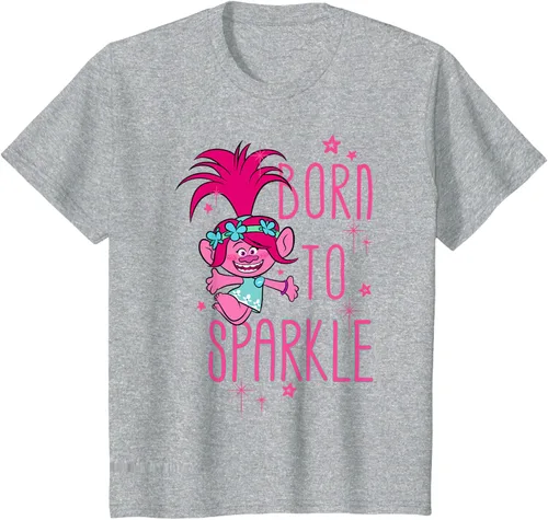 Vista 54 de DreamWorks Trolls Camiseta Born to Sparkle Negro