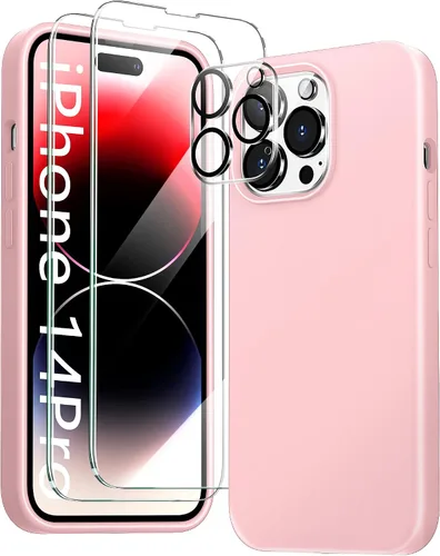 Vista 18 de Funda 5 en 1 para iPhone 12 Pro con protector de pantalla y protector de lente de cámara, funda de silicona líquida para iPhone 12 Pro (verde alpino)