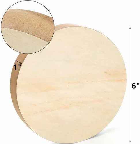 Vista 2 de DEAYOU Paquete de 6 círculos de madera MDF, tablero redondo de madera sin terminar de 6 pulgadas, placa de disco de madera para manualidades
