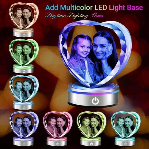 Vista 3 de Foto de cristal 3D personalizada, regalos personalizados para mujeres, mamá, marco de fotos de cristal, regalos de aniversario personalizados
