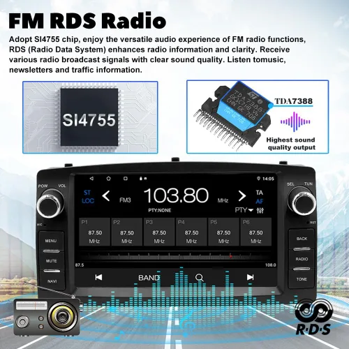 Vista 7 de Estéreo de coche 4+64G para Toyota Corolla E120 2000-2006 con Carplay Android Auto, pantalla táctil QLED de 7 pulgadas Radio Android con cámara