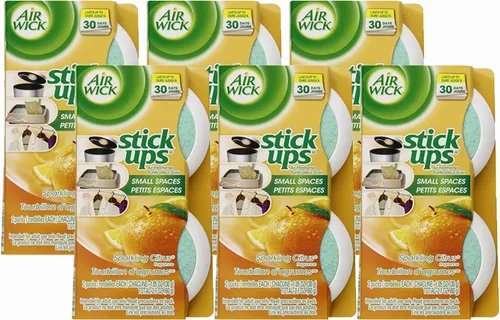 Vista 5 de Air Wick Ambientador de coche Stick Ups, Crisp Breeze (el embalaje puede variar), paquete de 3 con 2 unidades cada uno