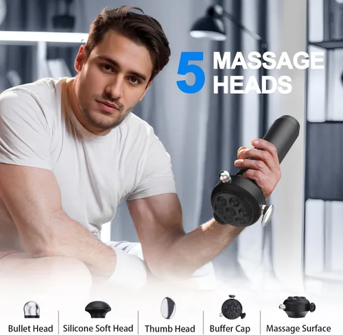 Vista 7 de Pistola de masaje Pro Max de terapia de vibración, masajeador muscular de tejido profundo de mano de 6500 RPM, masaje de liberación de fascia