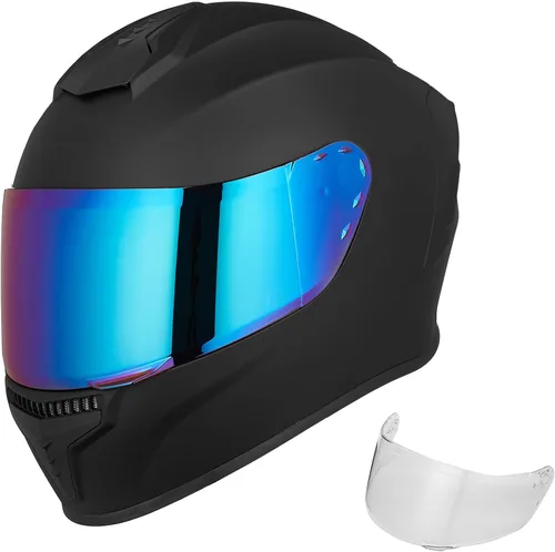 Vista 10 de Cascos integrales de motocicleta para adultos, hombres y mujeres DOT con visera tintada, modelo MD-813 para bicicleta de calle y carreras