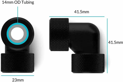 Vista 2 de PrimoChill 0.551 in Rígido SX 90 Grados Set de Montaje - Cobre Caramelo