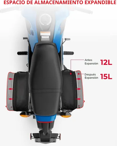 Vista 3 de KEMIMOTO Alforjas expandibles para motocicleta, 24-30L (15L*2) Ajuste para Mini Motocicleta Scooter Sport Bike Dual Sport ADV160 Ruckus Grom Navi