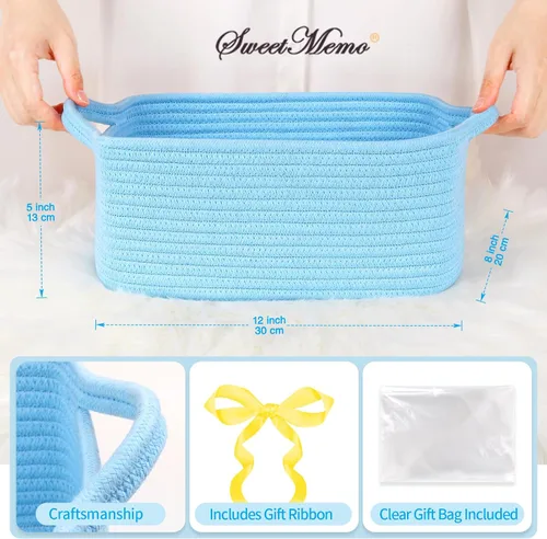 Vista 9 de Cestas de regalo grandes vacías para llenar, bonita canasta tejida para adolescentes, mujeres, baby shower, cubo de juguetes pequeño decorativo