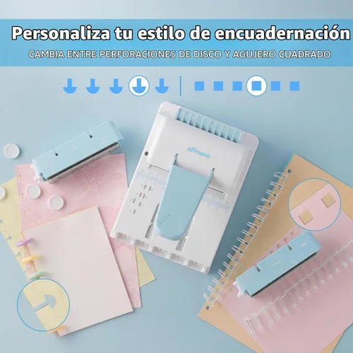 Vista 2 de OFFNOVA Encuadernadora de libros, cuadrado de paso 2:1 y agujero de disco, compatible con encuadernación de alambre, carpeta de libros incluye