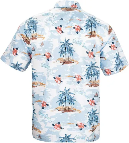 Vista 2 de Camisas hawaianas de algodón de ajuste regular de manga corta con botones para hombre