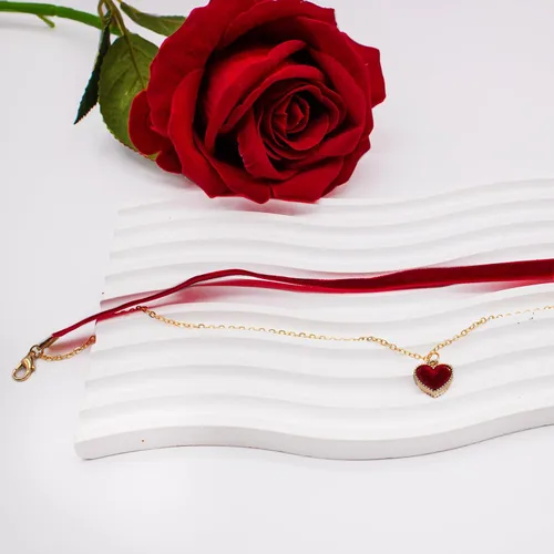 Vista 8 de haolry Gargantilla de corazón ajustable, collar clásico de terciopelo, gargantilla para mujeres y niñas