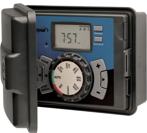 Vista 2 de Orbit 27894 - Temporizador/controlador de rociadores para interiores y exteriores de 4 estaciones Logic de fácil configuración La lógica de fácil