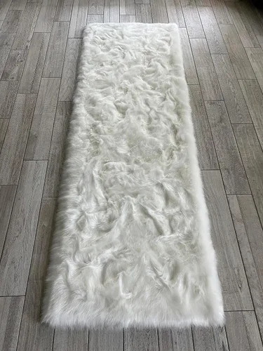 Vista 37 de LAMBZY Elegante y sofisticada alfombra rectangular de piel de oveja (beige, 2 x 3 pies)