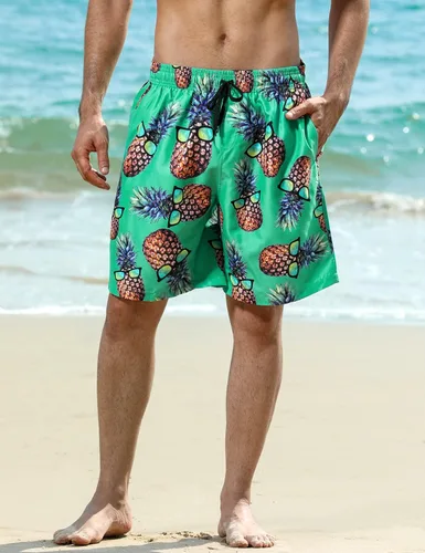 Vista 2 de TUONROAD - Traje de baño para hombre con forro de malla, secado rápido, diseños divertidos