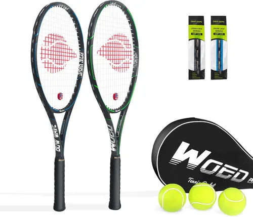 Vista 8 de Raqueta de tenis para 2 jugadores para adultos, perfecta para jugadores principiantes y profesionales, raqueta de tenis de velocidad de 27 pulgadas