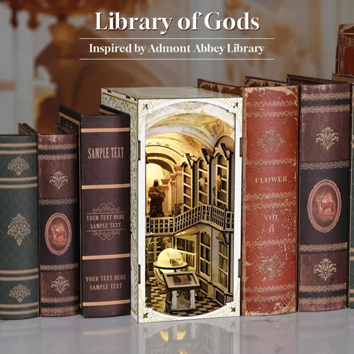 Vista 5 de CCCDF Kit de Rincón de Libros, Kit de Casa de Muñecas en Miniatura DIY, Rompecabezas de Madera 3D Sujetapuntas Inserto de Estantería Decorativo