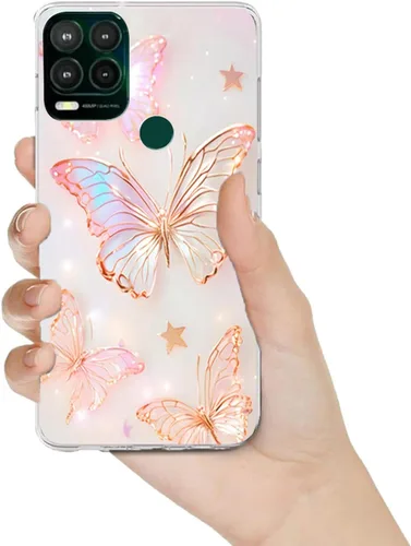 Vista 9 de Paquete de 2 fundas elegantes con purpurina de mariposa para Moto G Stylus 5G 2021, delgada y suave TPU de lujo, a prueba de golpes, para adultos