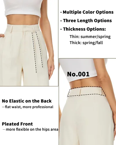 Vista 4 de FUNYYZO Women's Wide Leg Work Pants High Waist Long Straight Trousers Causal Pants with Pocket