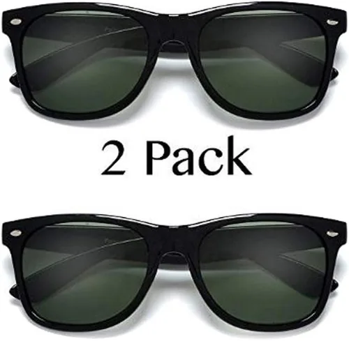 Vista 2 de moda Gafas de sol polarizadas G-15 negras con protección contra rayos UV, paquete de 2