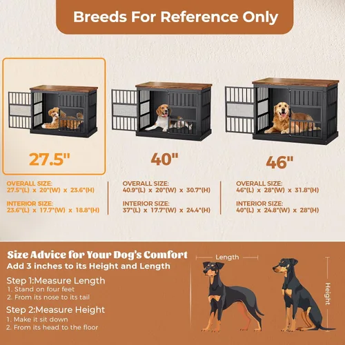 Vista 2 de VOPEAK Mueble de jaula para perros de 27.5", jaula para perros resistente a mordiscos para perros pequeños y cachorros, jaulas para perros