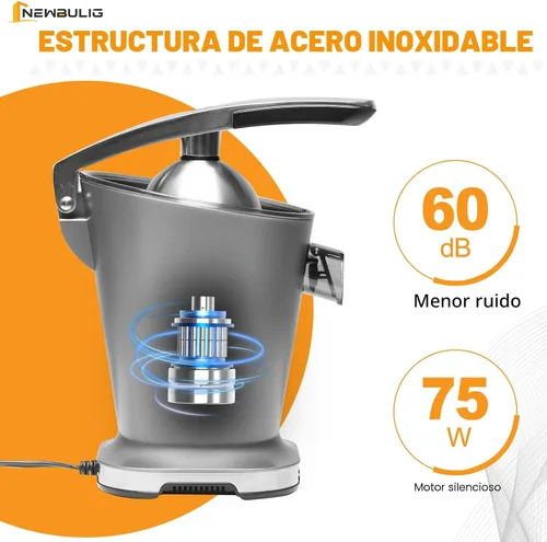 Vista 4 de NEWBULIG Exprimidor eléctrico de cítricos, exprimidor automático de naranja con mango de agarre suave, máquinas extractoras de jugo de naranja