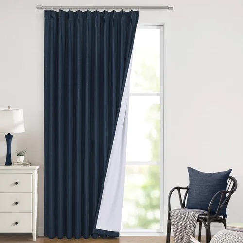 Vista 17 de Vision Home Cortinas marrones con pliegues pinzados, opacas completas, cortinas de ventana de lino mezclado para oscurecer la habitación, cortinas
