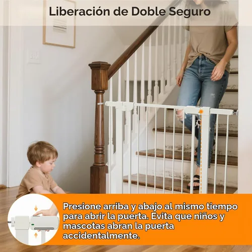 Vista 5 de Puerta magnética para bebés de 29.5 a 40.6 pulgadas para escaleras, puerta de perro montada a presión para interiores, puerta de mascotas de cierre