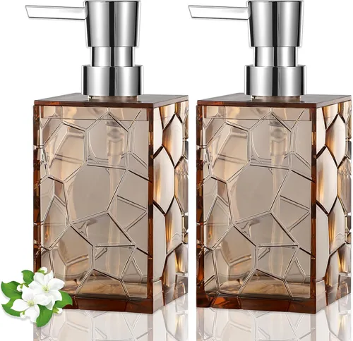 Vista 14 de Dispensador de Jabón de Manos, Botellas de Bomba Líquida de Plástico Acrílico Transparente Recargables Dispensador de Loción para Decoración de Baño